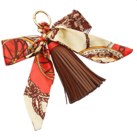 Faux Leather Tassel w/ Scarf Bag Charm: Yellow