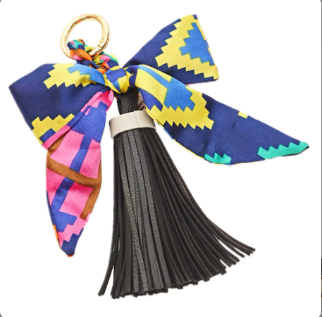 Faux Leather Tassel w/ Scarf Bag Charm: Yellow