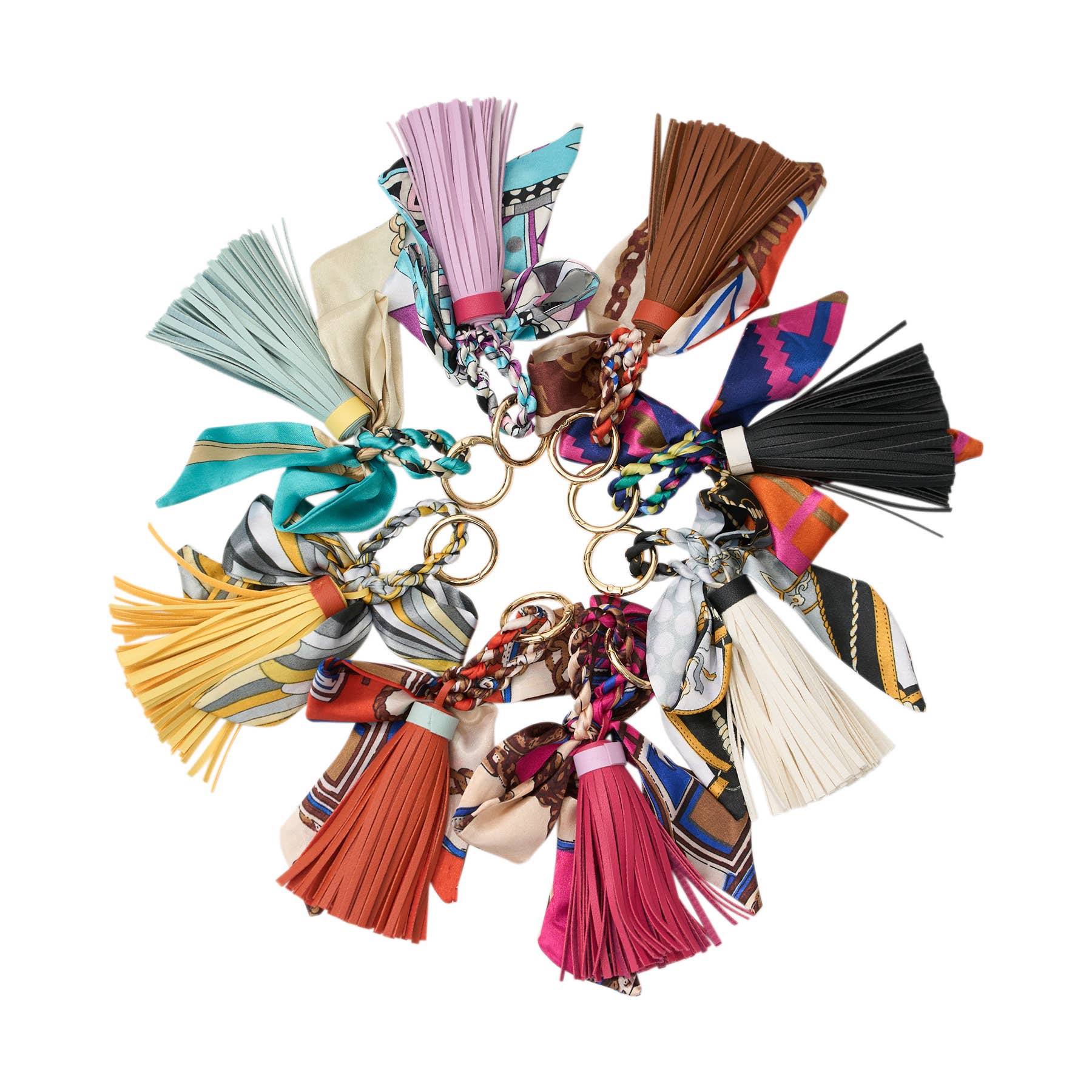 Faux Leather Tassel w/ Scarf Bag Charm: Yellow