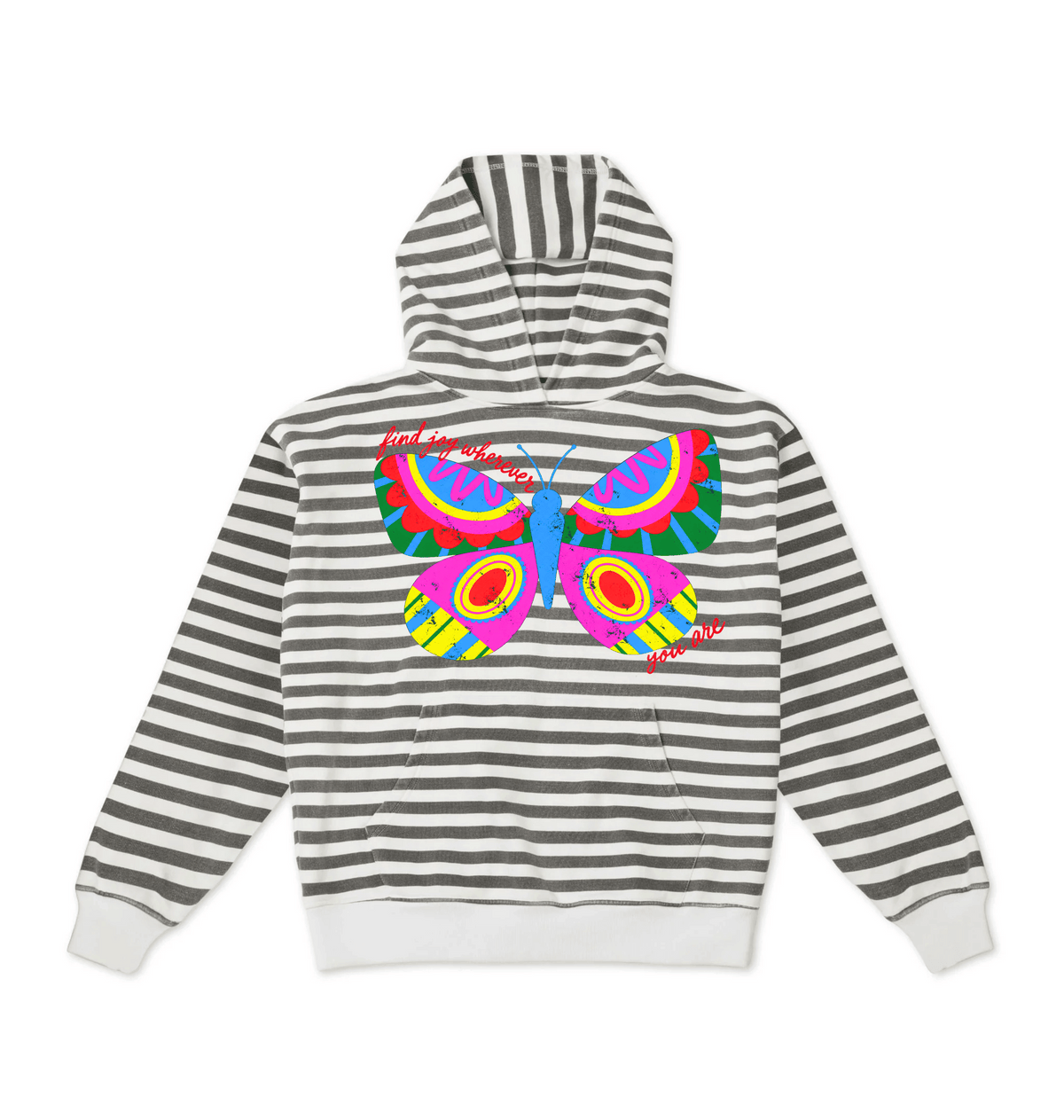 Vintage Black White Printed Hoody Front