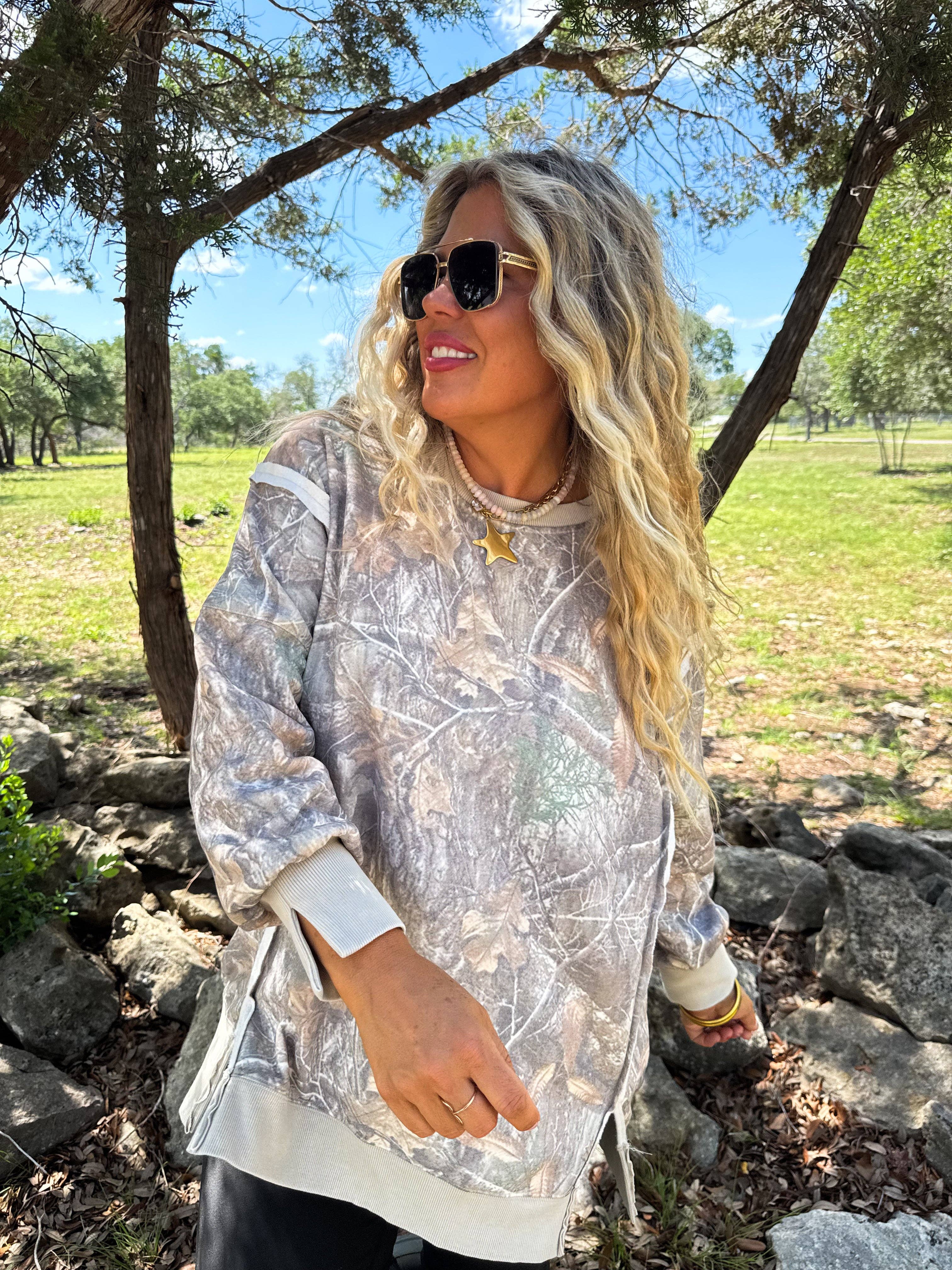 CAMO CLASSIC CREW PULLOVER: L/XL