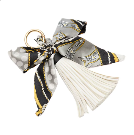 Faux Leather Tassel w/ Scarf Bag Charm: Yellow
