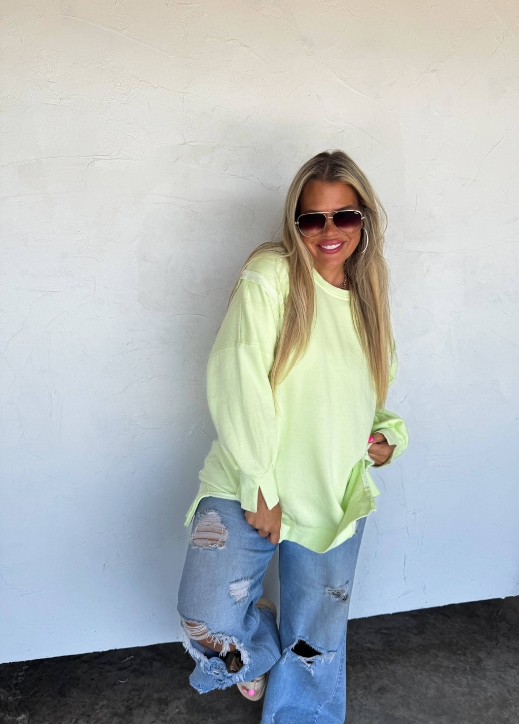 CANDY COLORS CLASSIC CREW PULLOVER: SOUR MELON / 2X