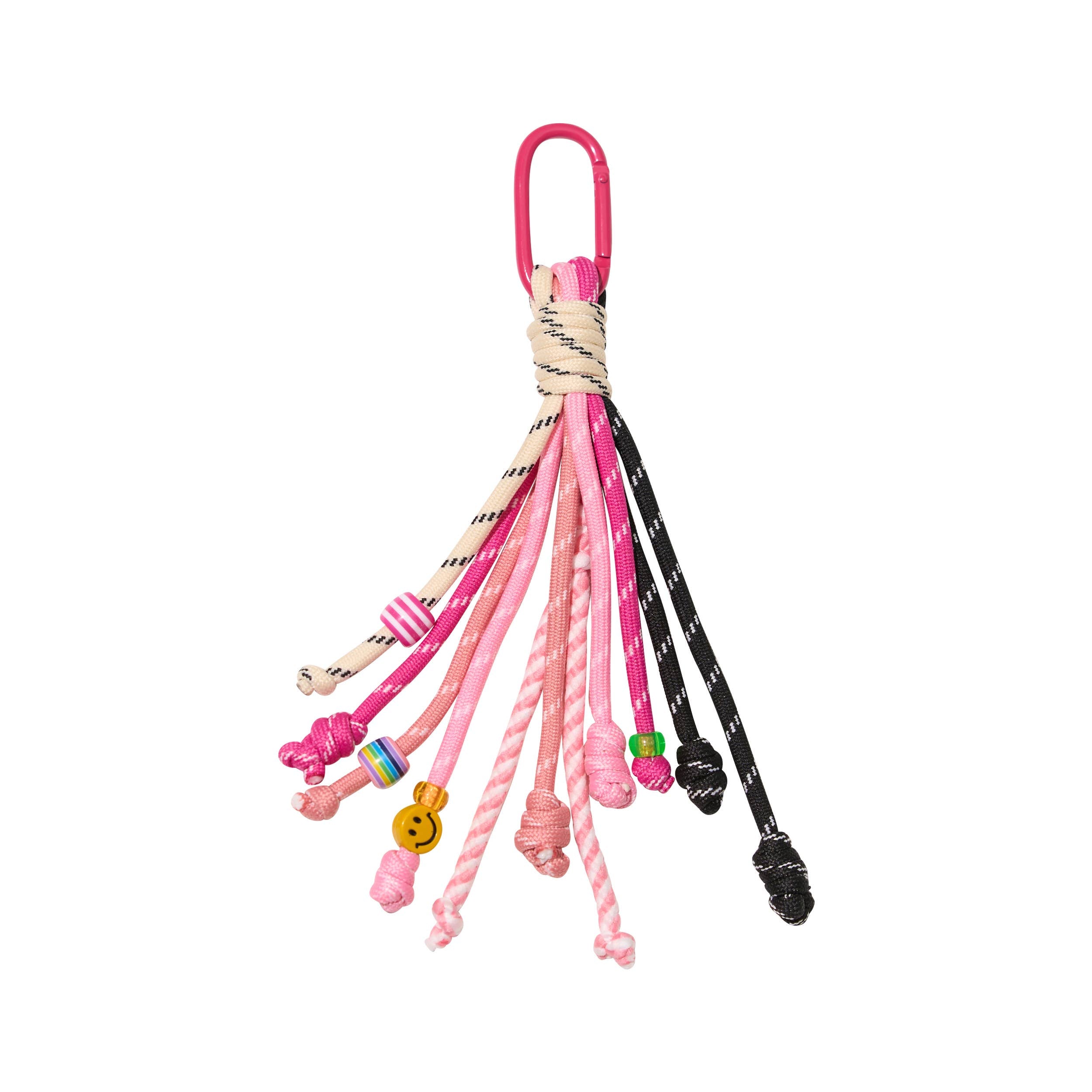 Bead & Cord Charm w/ Smiley Face Keychain / Bag charm : Neon