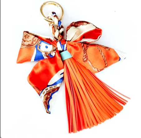 Faux Leather Tassel w/ Scarf Bag Charm: Yellow