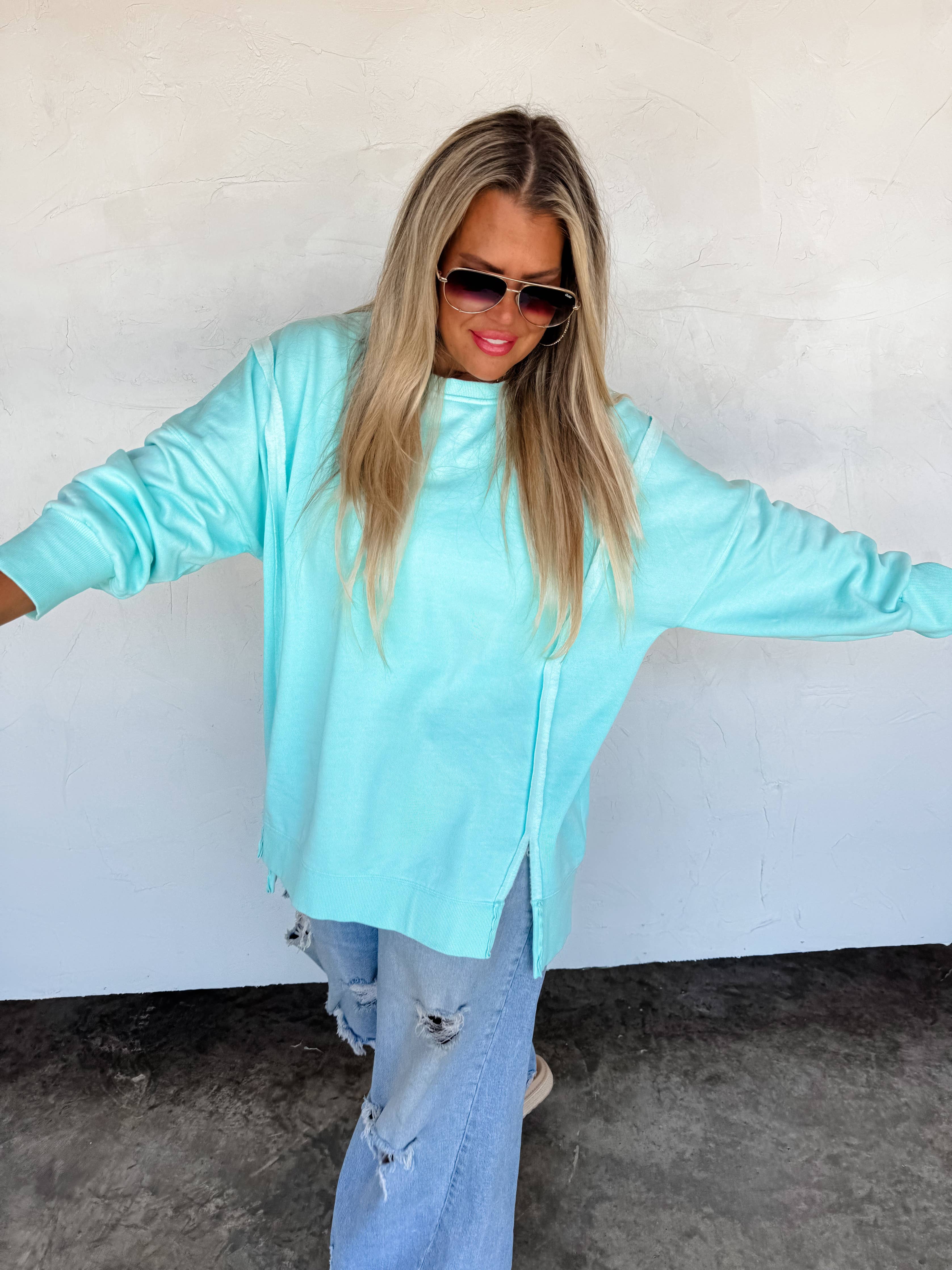 CANDY COLORS CLASSIC CREW PULLOVER: WILD BERRY / 1X