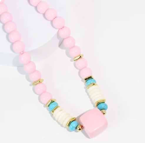 | Trinket Light Pink Necklace | Light pink pendant necklace | Elegant pink necklace |