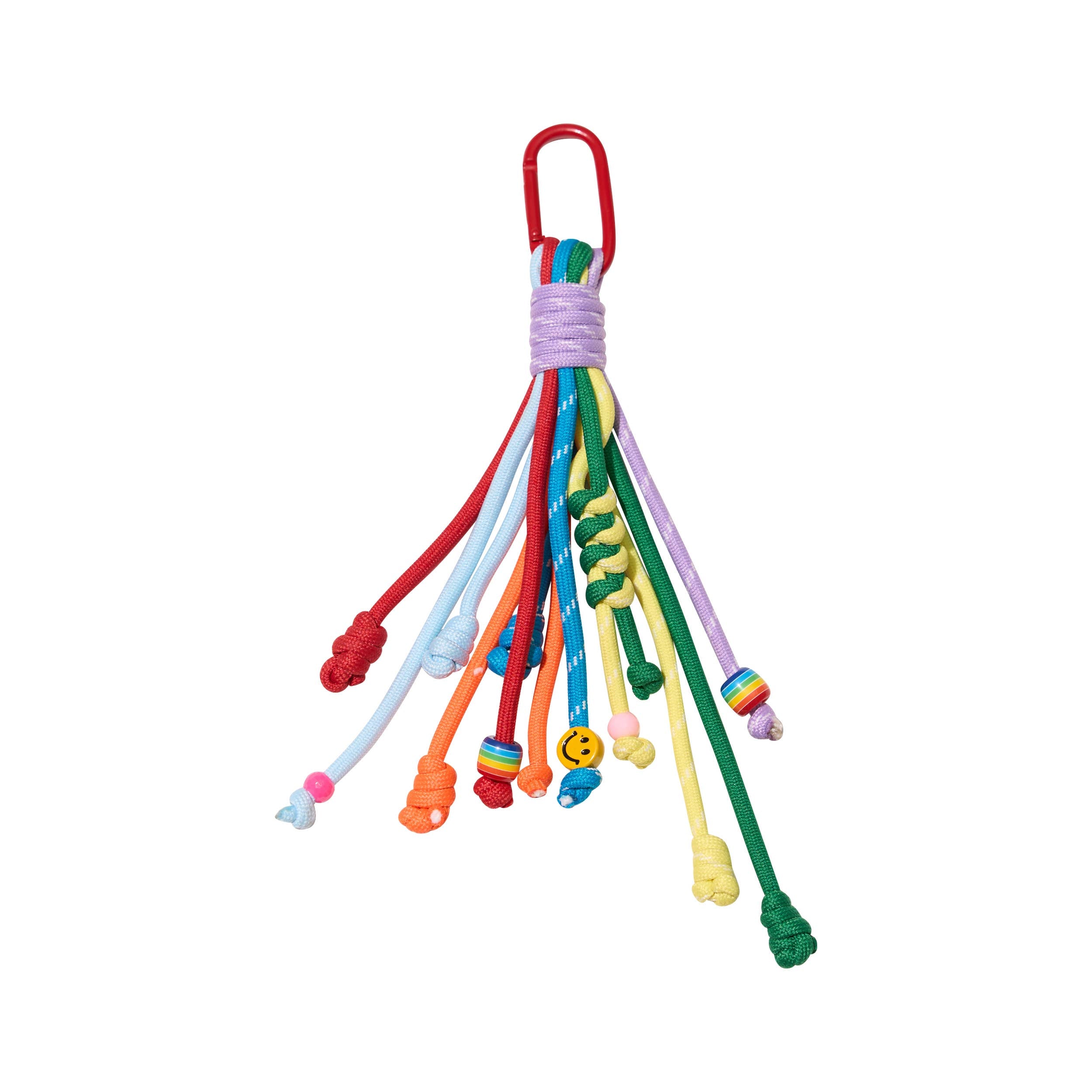 Bead & Cord Charm w/ Smiley Face Keychain / Bag charm : Neon