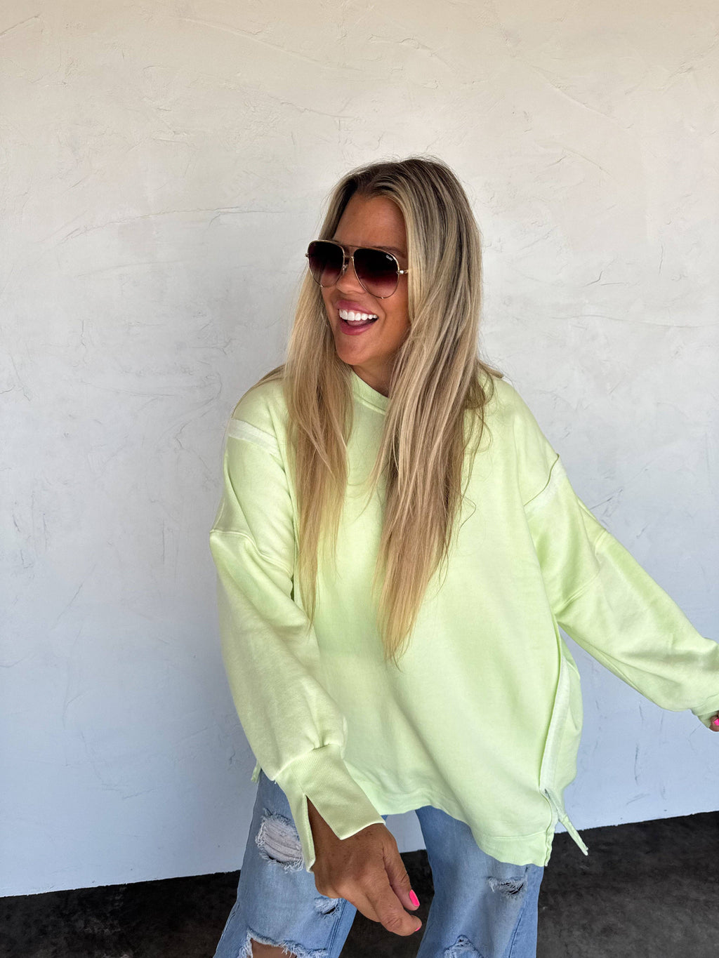 CANDY COLORS CLASSIC CREW PULLOVER: SOUR MELON / 3X
