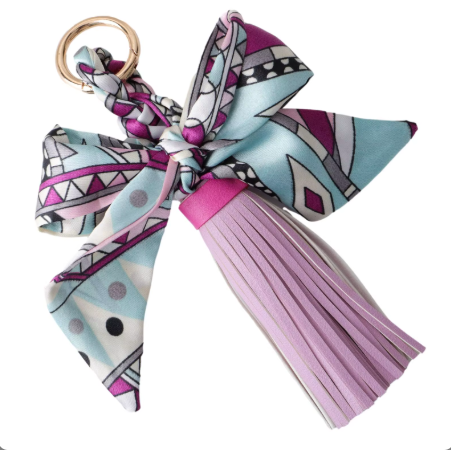 Faux Leather Tassel w/ Scarf Bag Charm: Yellow