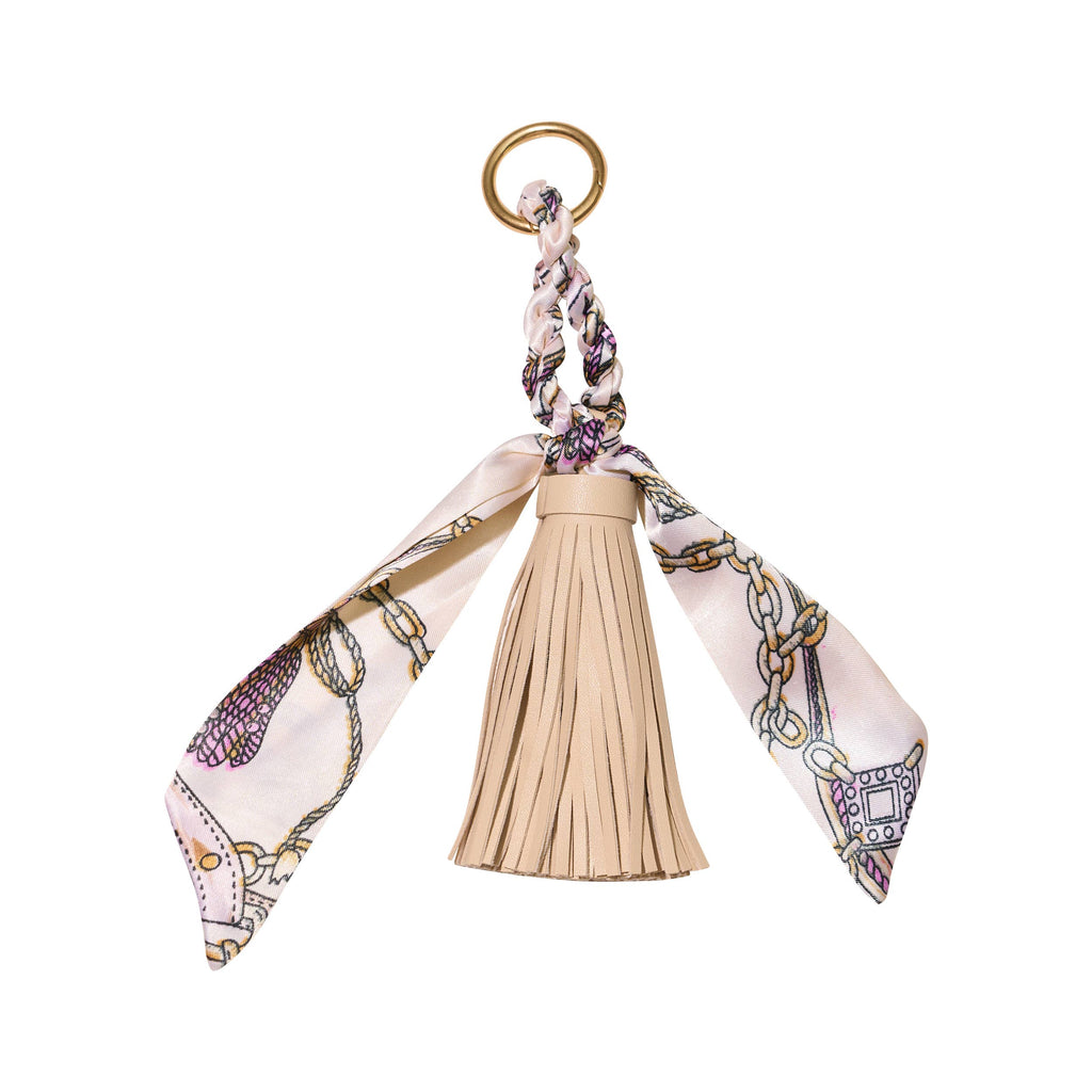 Faux Leather Tassel w/ Scarf Bag Charm: Yellow