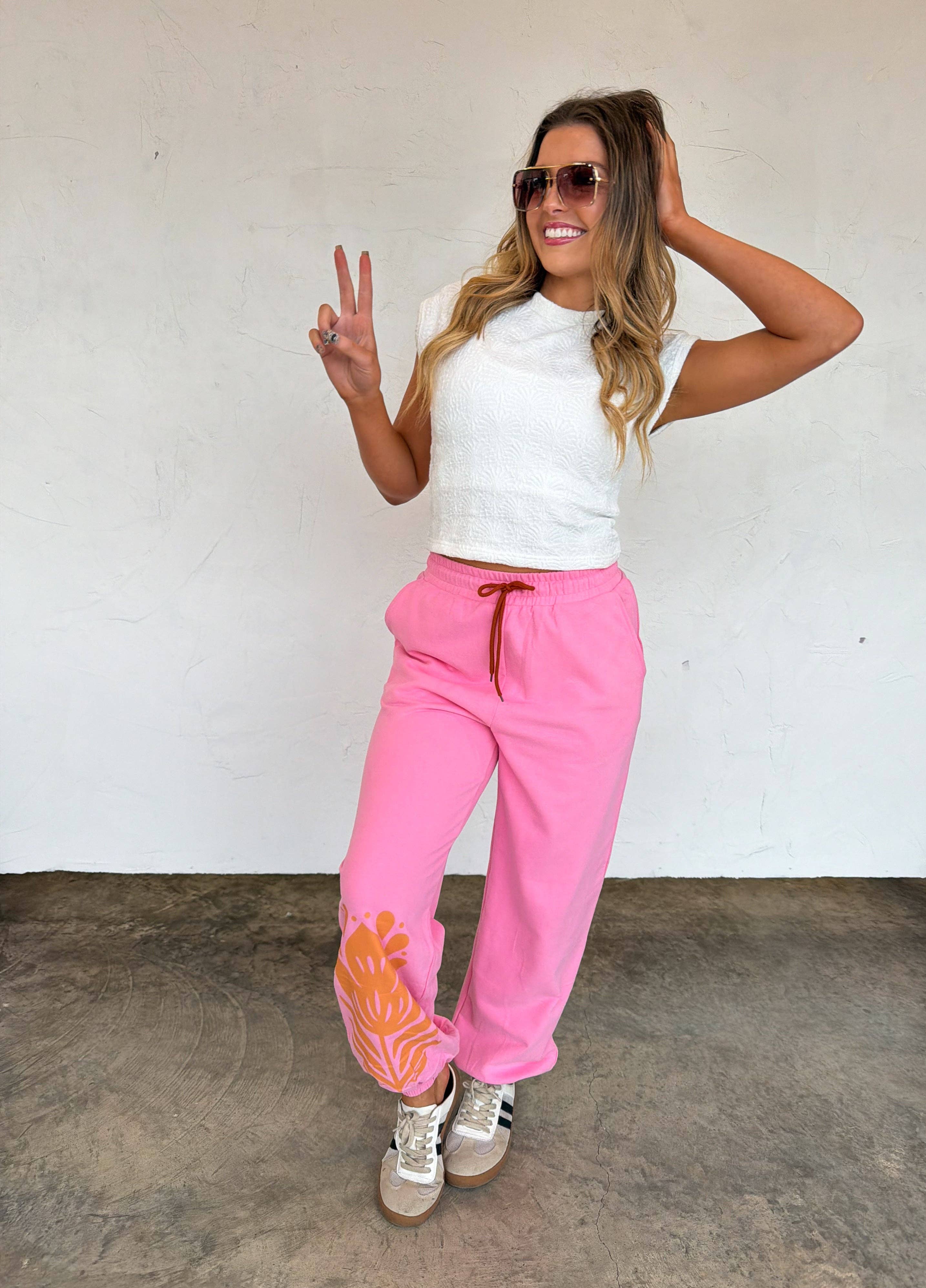 FLOWER POWER JOGGERS: CHARCOAL / 3X