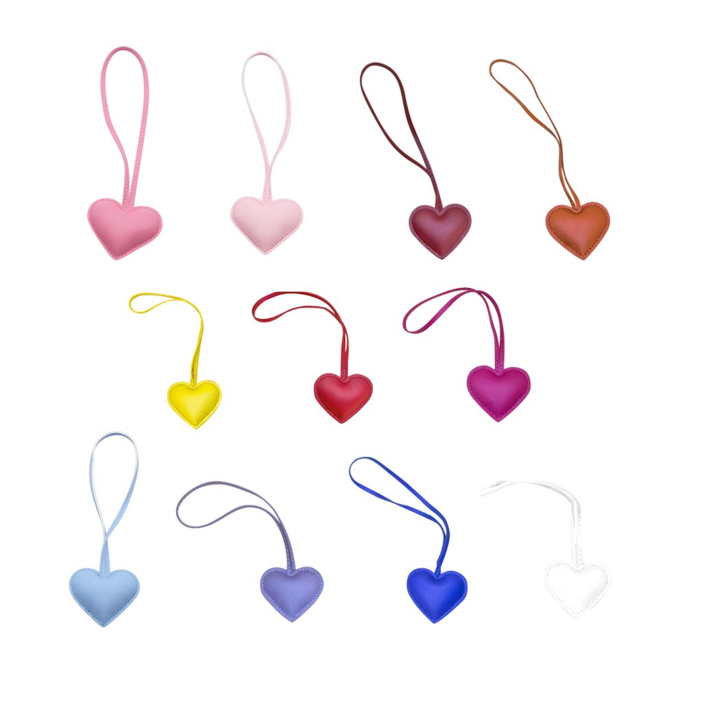 Faux Leather Heart Bag Charms - 12 colors: Yellow