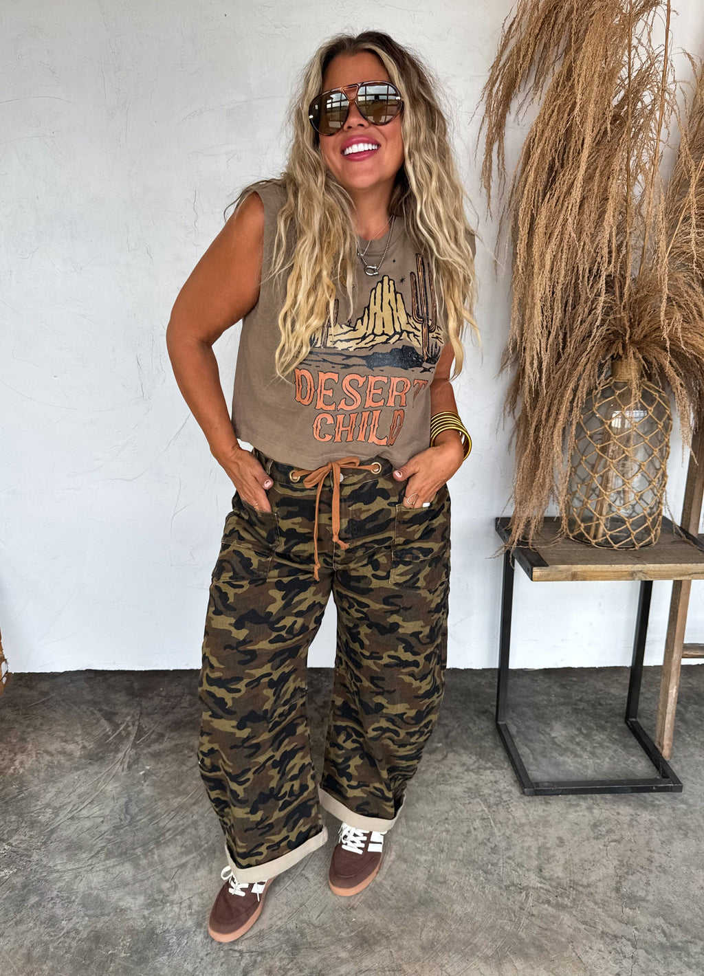BROGAN CAMO BARREL JEANS: 3X