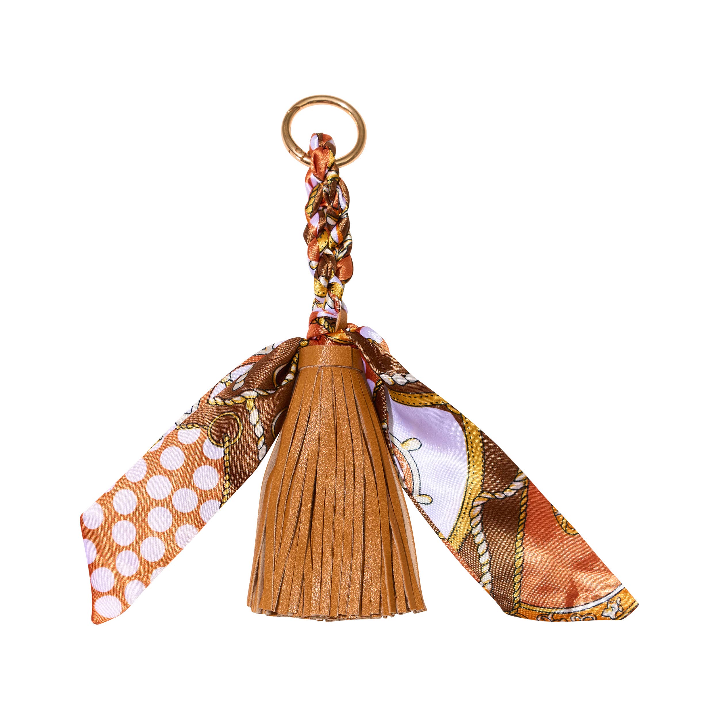 Faux Leather Tassel w/ Scarf Bag Charm: Yellow