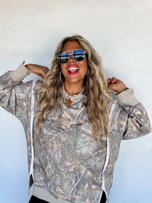 CAMO CLASSIC CREW PULLOVER: L/XL