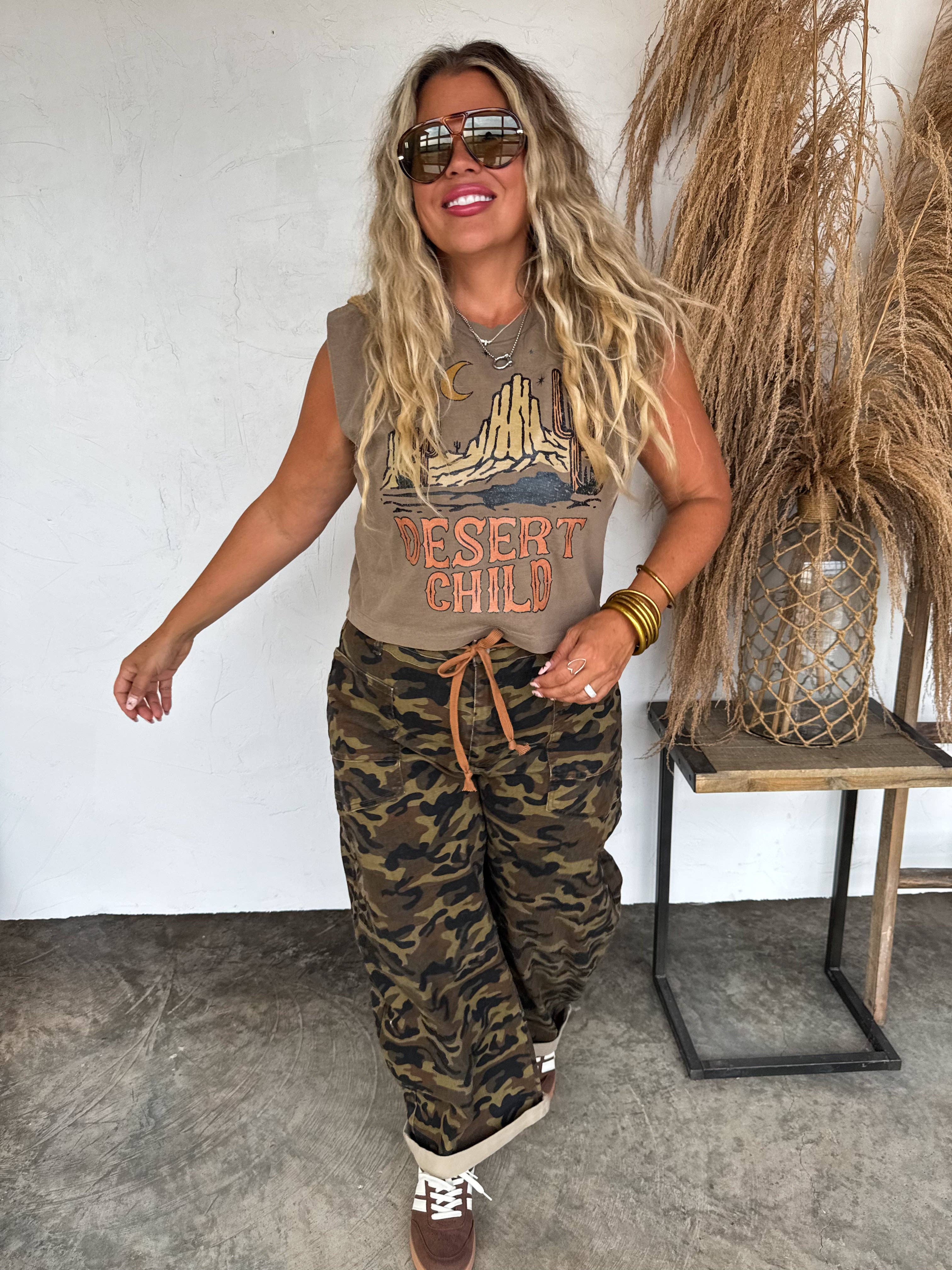 BROGAN CAMO BARREL JEANS: 3X