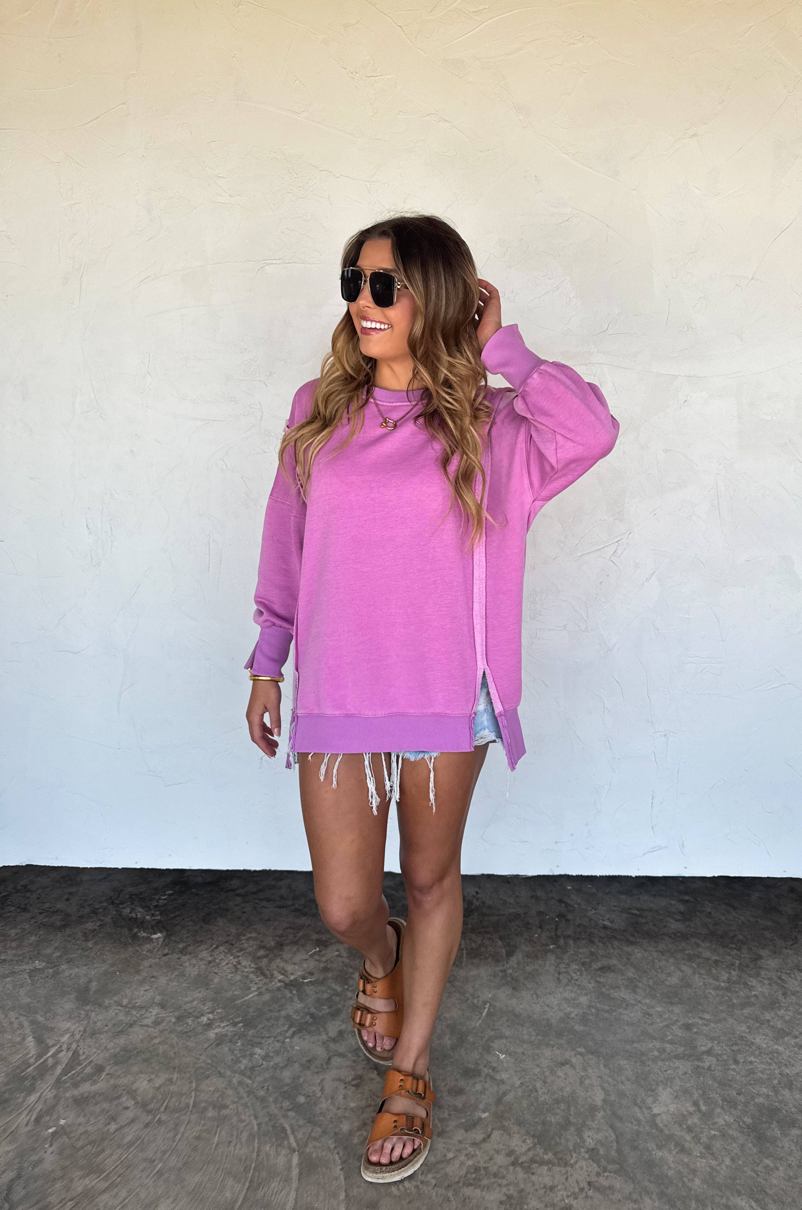 CANDY COLORS CLASSIC CREW PULLOVER: SOUR MELON / 1X
